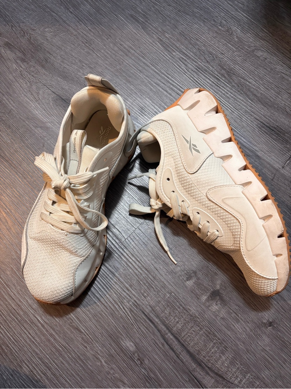 Reebok Women’s Cream and Gum Sole Athletic Sneakers